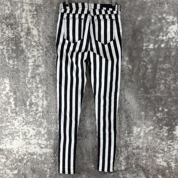 Blackheart Size 3 Stingerette Y2K Goth Emo Grunge Pants Black White Striped - Picture 3 of 12